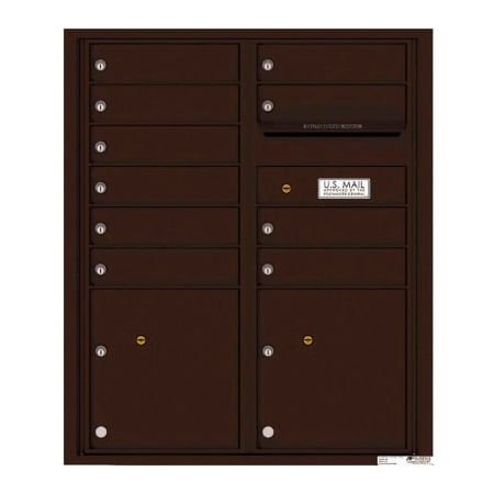 Florence Mfg Co Florence Versatile 4C Mailbox 4CADD-10, 37-1/4"H, 10 Mailboxes, 2 Parcel, Front Loading, Brown, USPS 4CADD-10DB